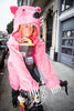 Griz Coat's Pink Agenda Bear Coat on a bike ride